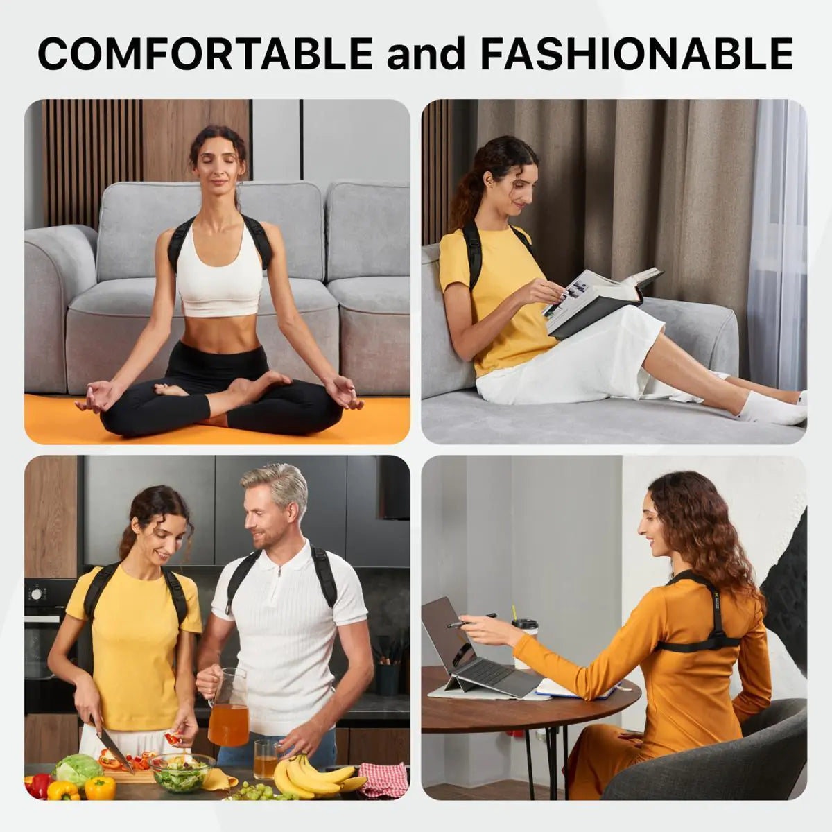 Back Brace Posture Corrector for Women & Men — Adjustable Straps, 28–48" Unisex