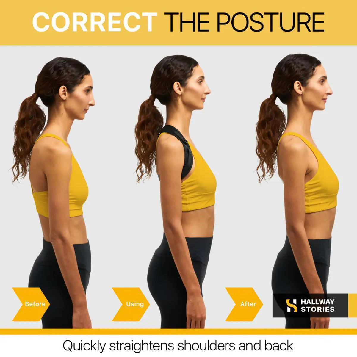 Back Brace Posture Corrector for Women & Men — Adjustable Straps, 28–48" Unisex