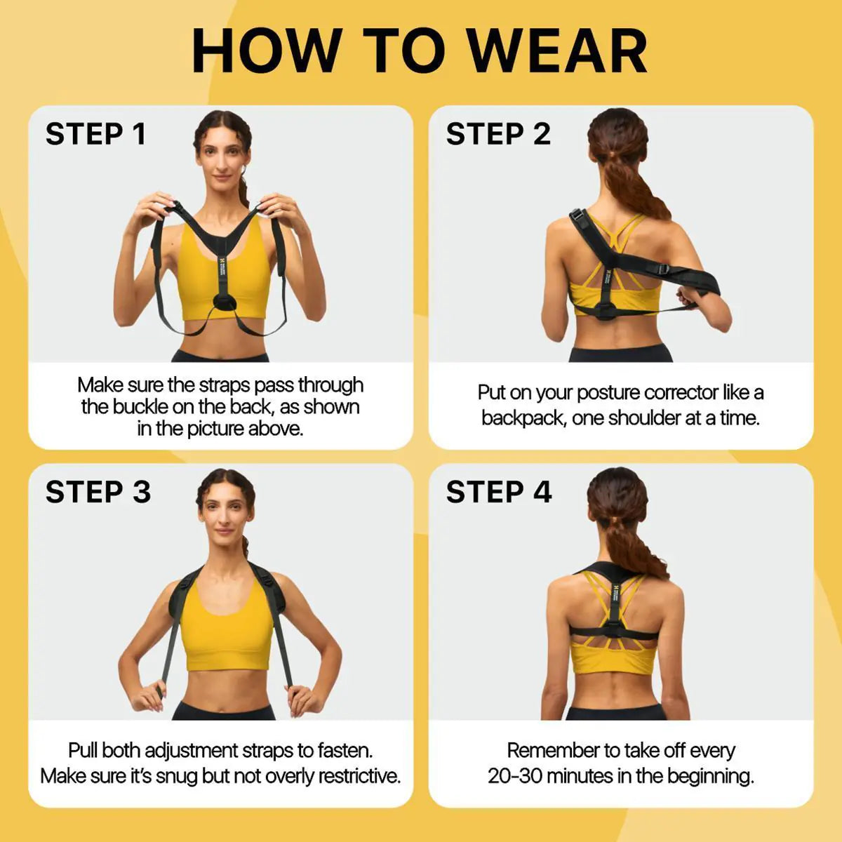 Back Brace Posture Corrector for Women & Men — Adjustable Straps, 28–48" Unisex