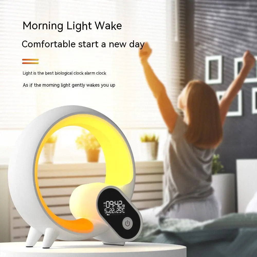 Creative Q Light Sunrise Alarm Clock – Bluetooth Speaker, White Noise, & Color-Changing Atmosphere Lamp with App Control
