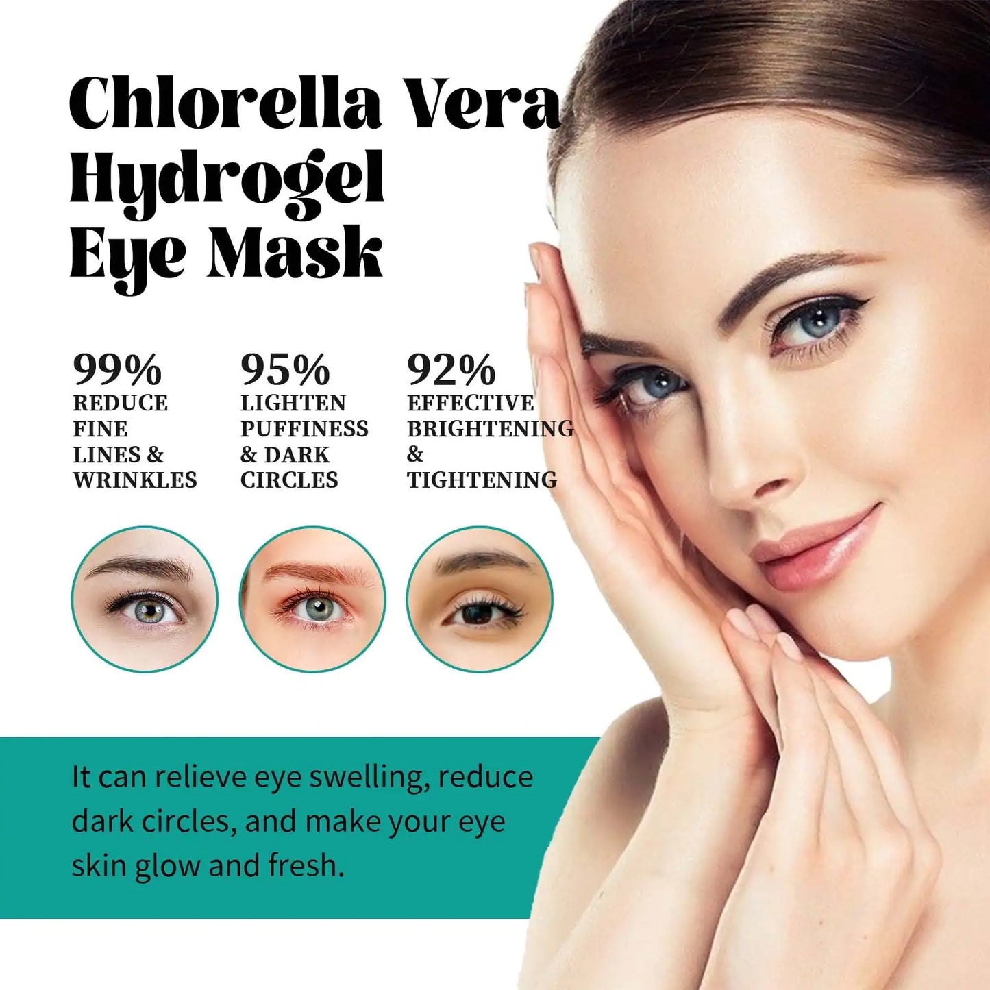 EELHOE Chlorella Vera Hydrogel Eye Mask – Hydrating & Firming Patches for Dark Circles, Puffiness & Fine Lines