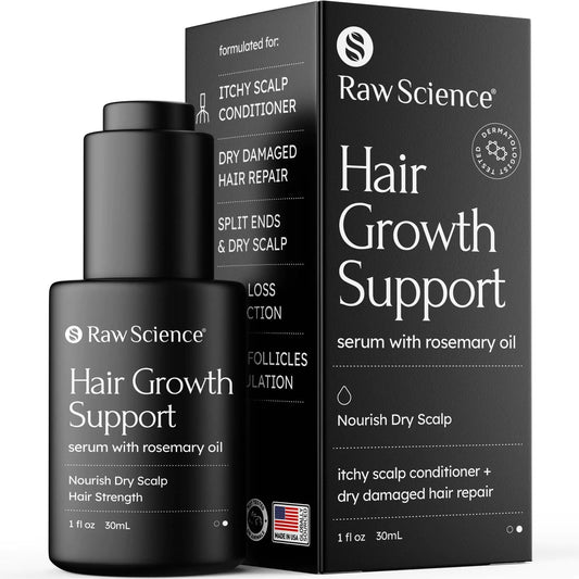 Biotin + Keratin Rosemary Hair Growth Serum — With Caffeine, Coconut & Avocado Oils (Unisex Scalp Treatment)